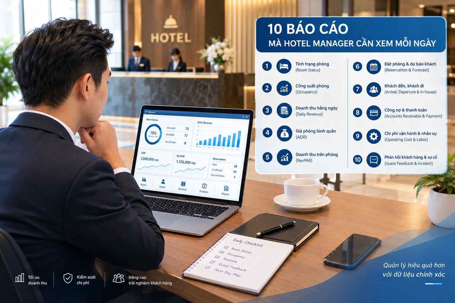 10 báo cáo mà Hotel Manager cần xem mỗi ngày